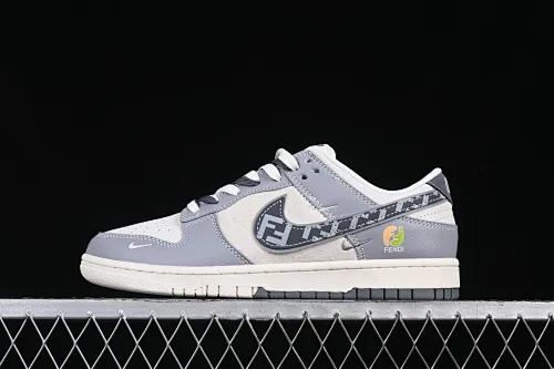 All categories Nk SB Dunk Series Nk SB Dunk Low High-end customized low-top sneakers Nk SB Dunk Low Fendi co-branded Gray white and gray hook Anniversary high-end customized low-top casual sneakers DM6868-021